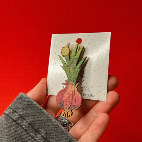 Брошь "Лук", дерево, РБ