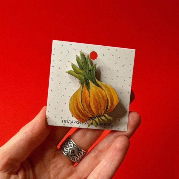 Брошь "Лук", дерево, РБ