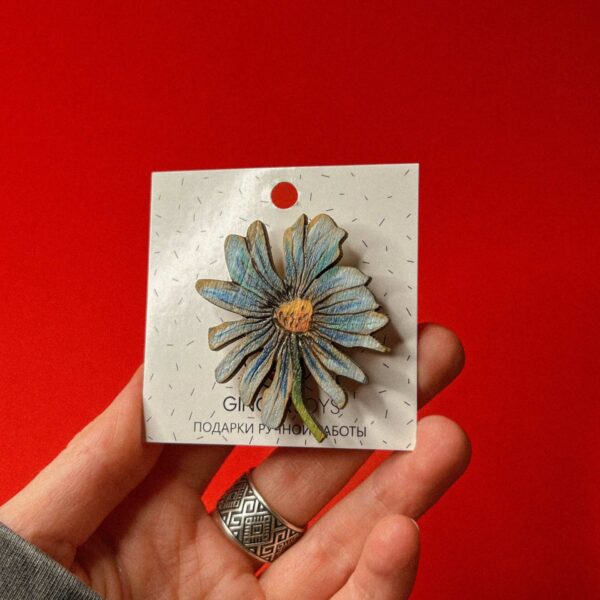 Брошь "Цветок", дерево, РБ