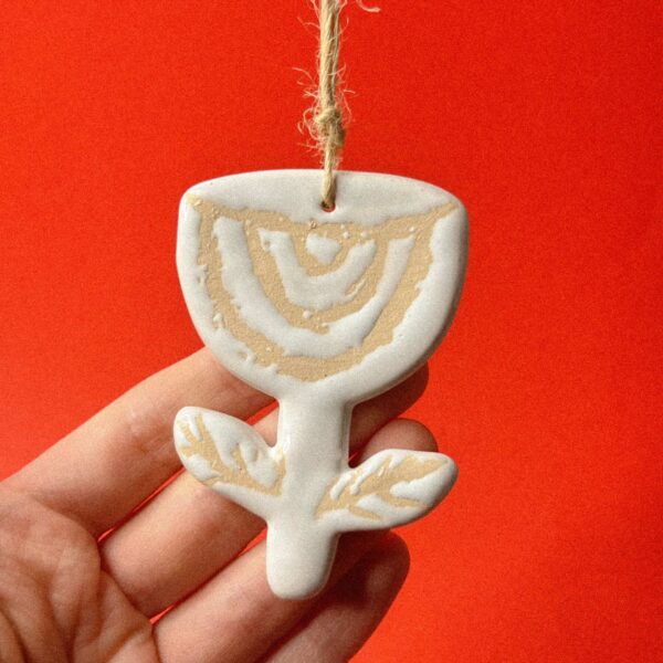 Ёлочная игрушкаподвеска "Цветок", керамика, РБ