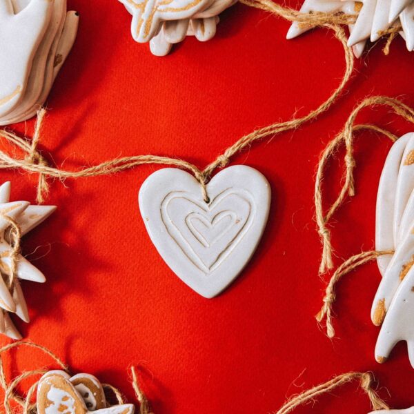 Ёлочная игрушка/подвеска "Сердце", керамика, РБ