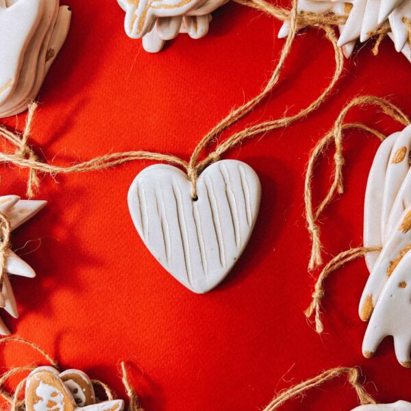 Ёлочная игрушка/подвеска "Сердце", керамика, РБ