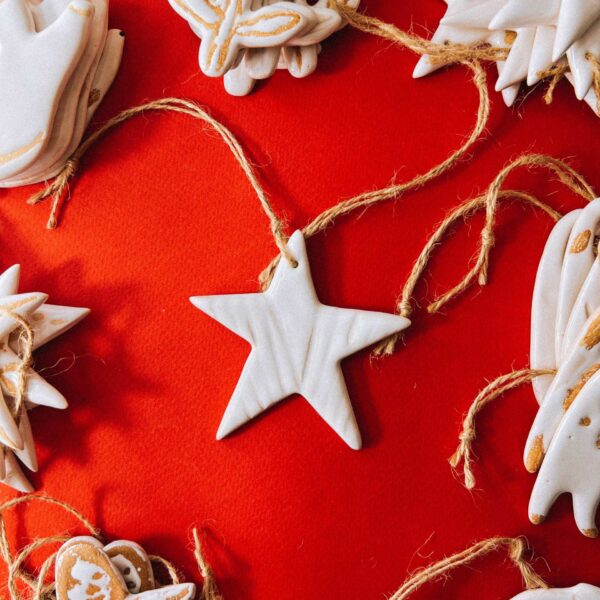 Ёлочная игрушка/подвеска "Пятиконечная звезда", керамика, РБ