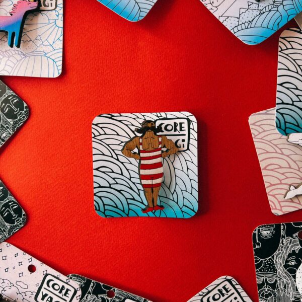 Деревянная брошь с ручной росписью «Силач», РФ