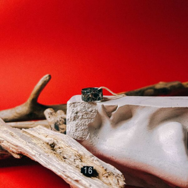 Кольцо с текстурой "Траектория" из кованой нержавеющей стали, 16 размера, РБ