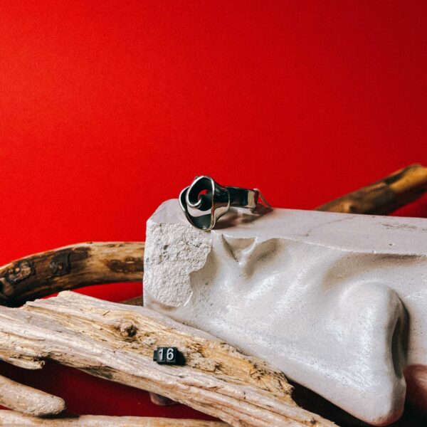 Кольцо "Роза" из кованой нержавеющей стали, 16 размера, РБ