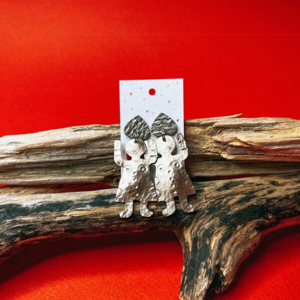 Металлические серьги "Влюбленные", мельхиор, РБ