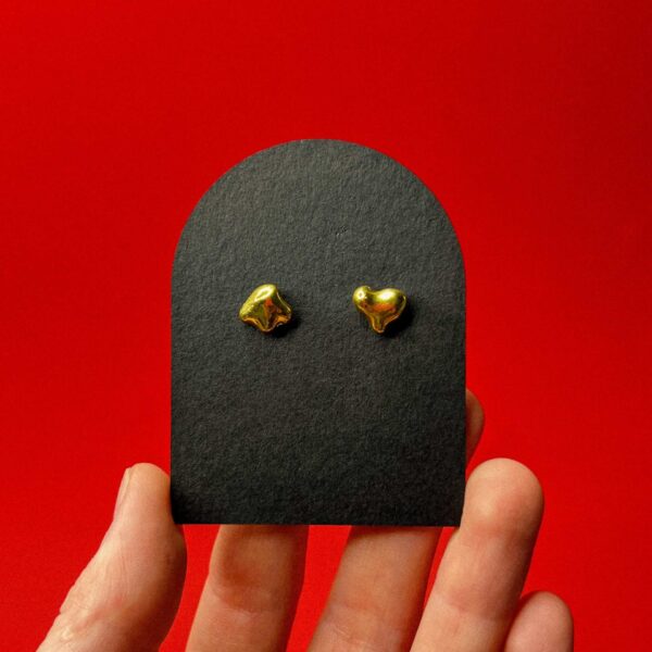 Серьги-гвоздики "Природные формы", золотого цвета, фарфор, арт 2, РБ