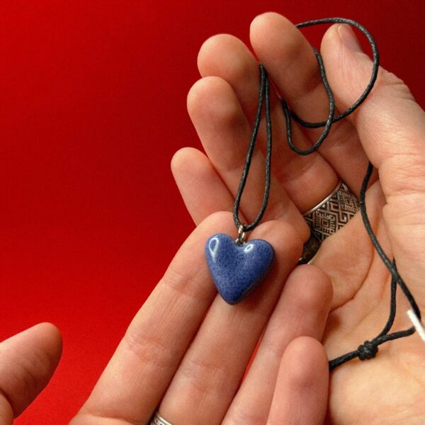 Кулон в форме сердца, синего цвета, РБ