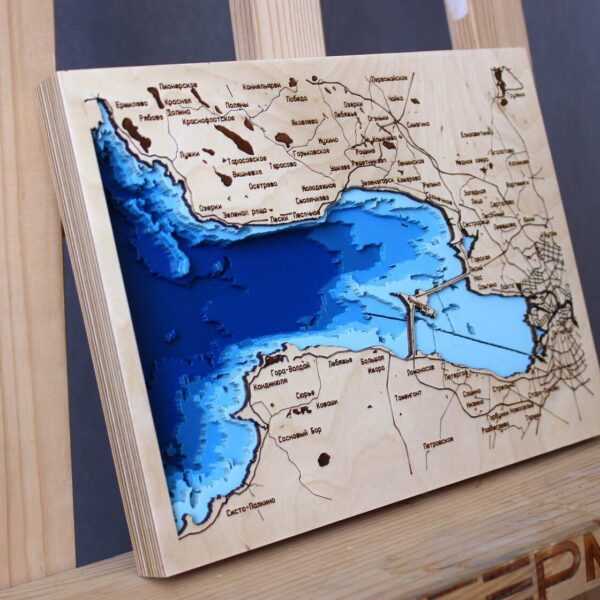 Декоративная карта глубин "Санкт-Петербург+ Кронштадт", 50х38 см, синего цвета, РФ