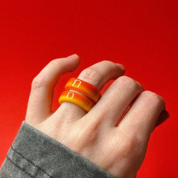 Стеклянное кольцо желто-оранжевого, 16 размера, РФ