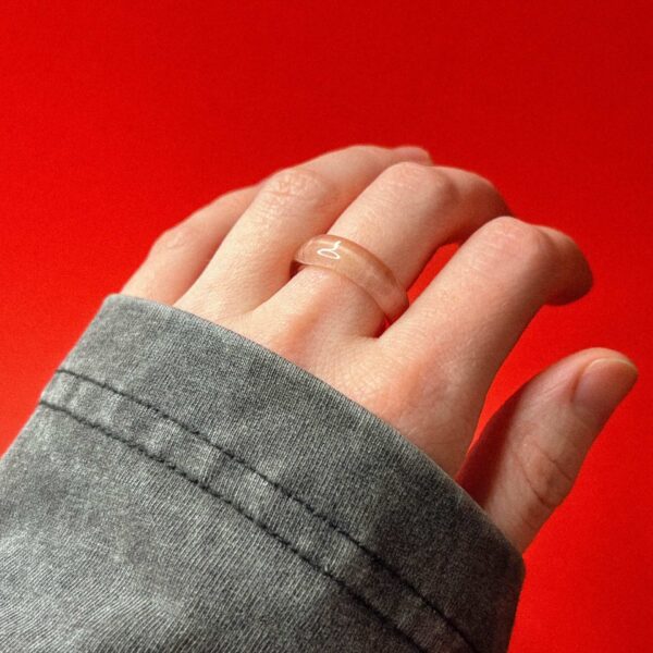 Стеклянное кольцо бледно-розового, 17 размера, РФ