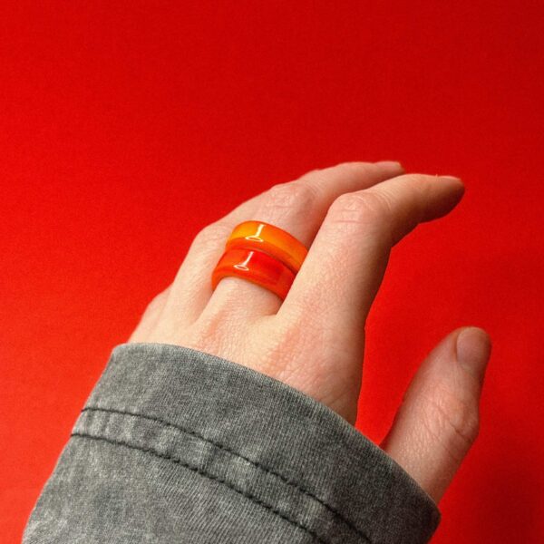 Стеклянное кольцо желто-оранжевого, 17 размера, РФ