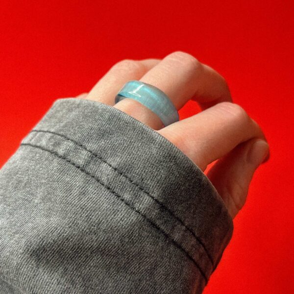 Стеклянное кольцо голубого цвета, 18 размера, РФ