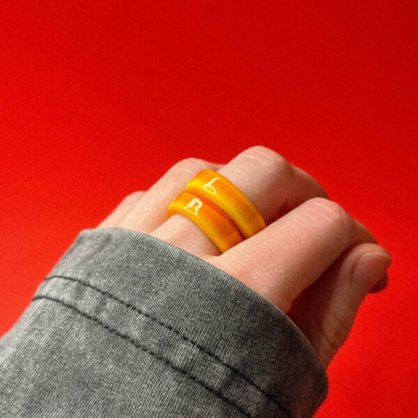 Стеклянное кольцо желто-оранжевого цвета, 18 размера, РФ