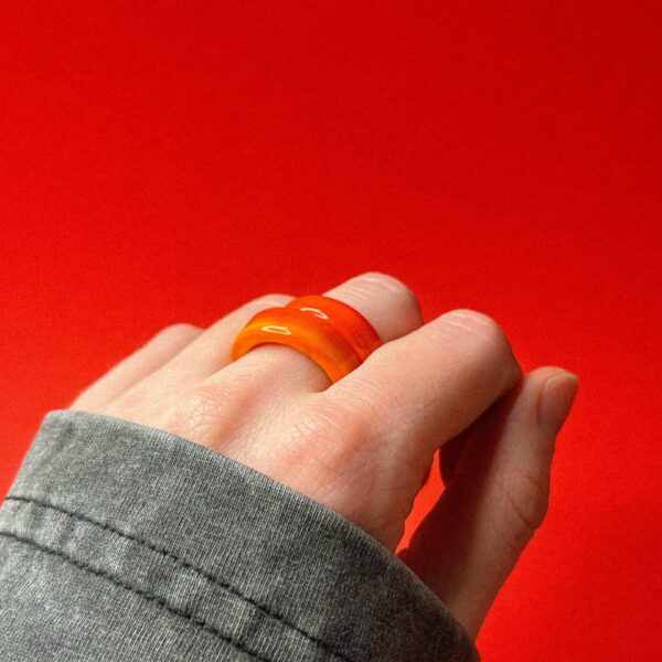 Стеклянное кольцо оранжевого цвета, 18 размера, РФ