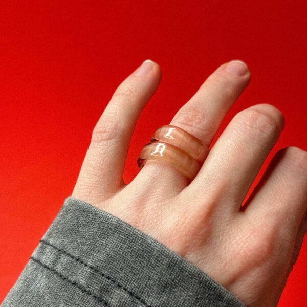 Стеклянное кольцо персикового цвета, 16 размера, РФ