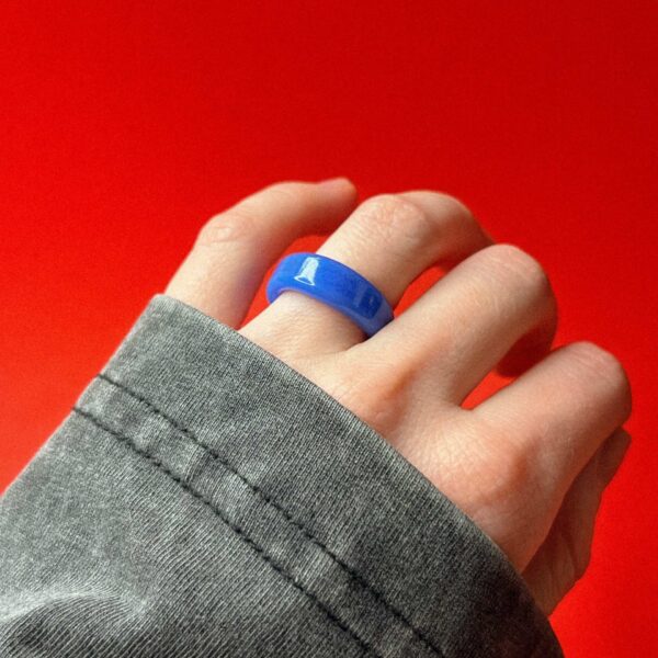 Стеклянное кольцо синего цвета, 16 размера, РФ