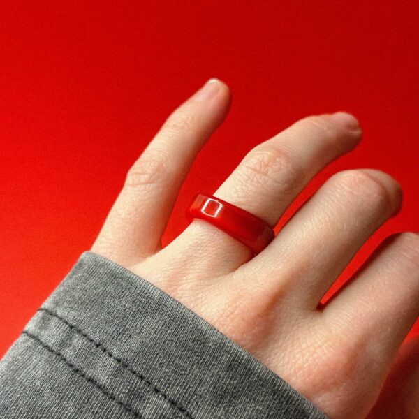 Стеклянное кольцо красного цвета, 16 размера, РФ