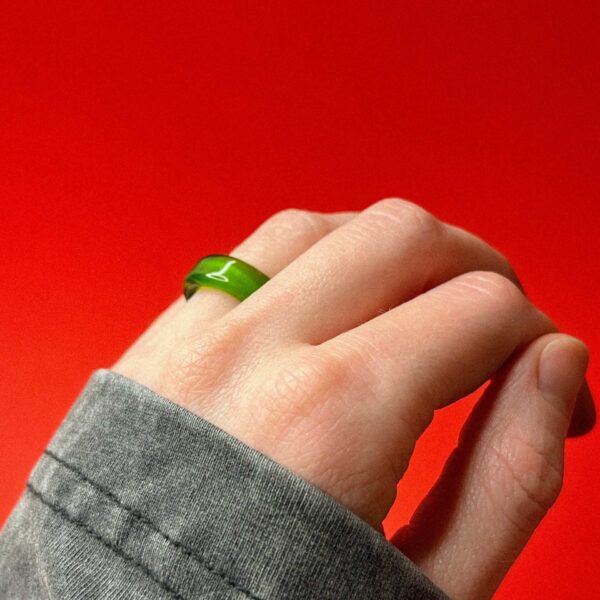 Стеклянное кольцо зеленого цвета, 16 размера, РФ