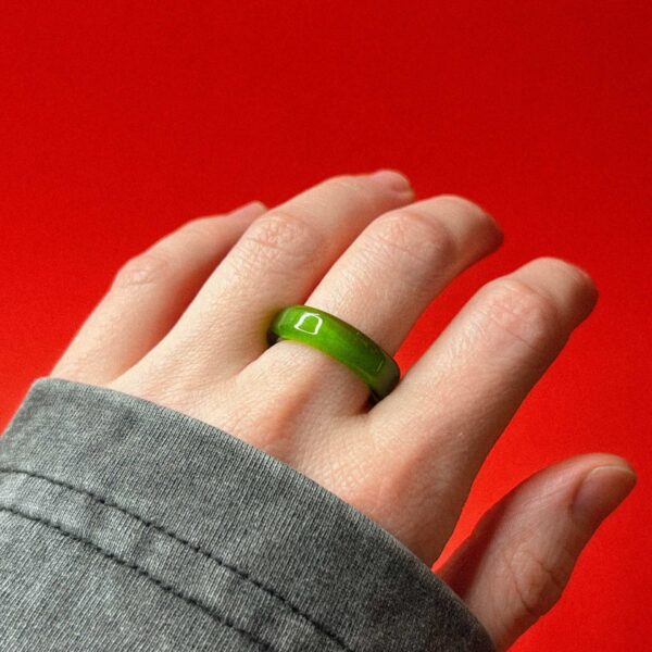 Стеклянное кольцо зеленого цвета, 17 размера, РФ