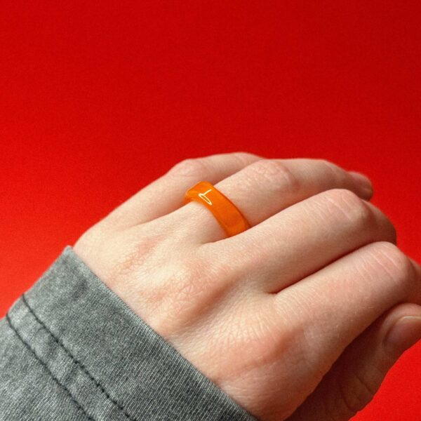 Стеклянное кольцо оранжевого цвета, 16 размера, РФ