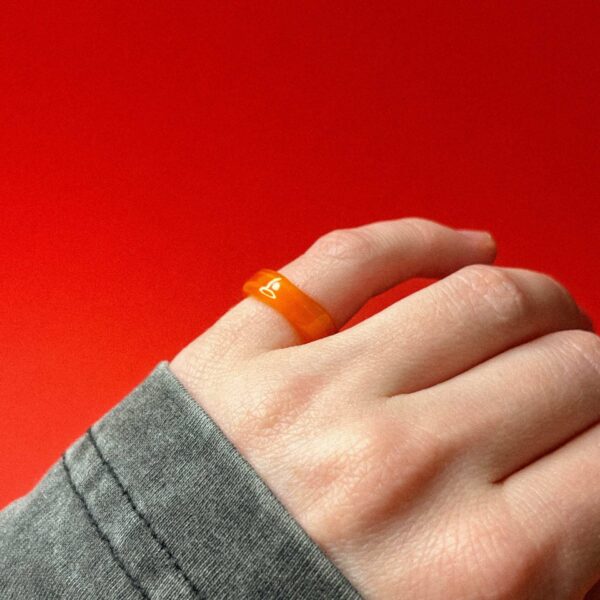 Стеклянное кольцо оранжевого цвета, 14 размера, РФ