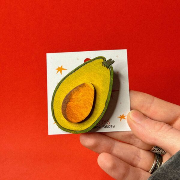 Деревянная брошь "Авокадо", арт. 7, РБ