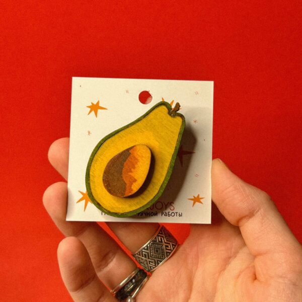 Деревянная брошь "Авокадо", арт. 6, РБ