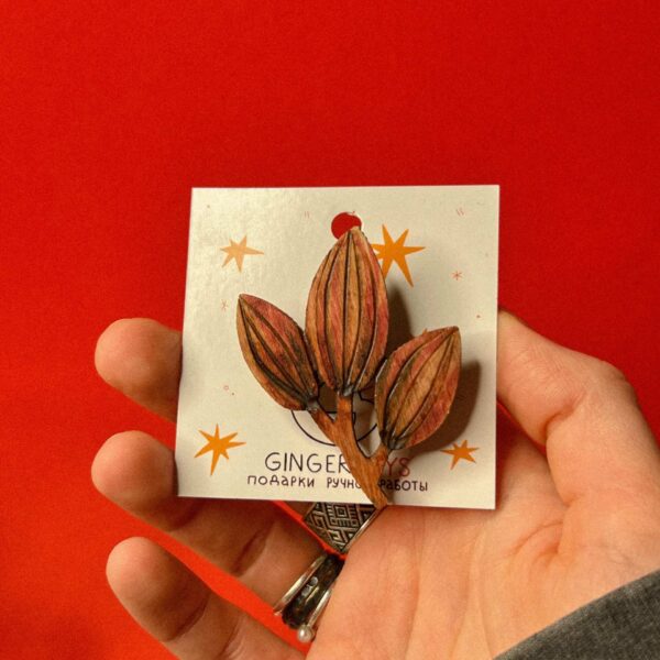 Деревянная брошь "Какаобоб", РФ