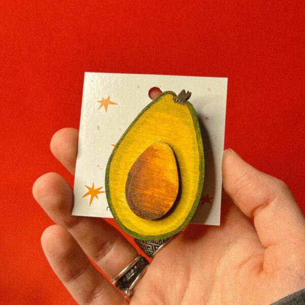 Деревянная брошь "Авокадо", арт. 4, РБ