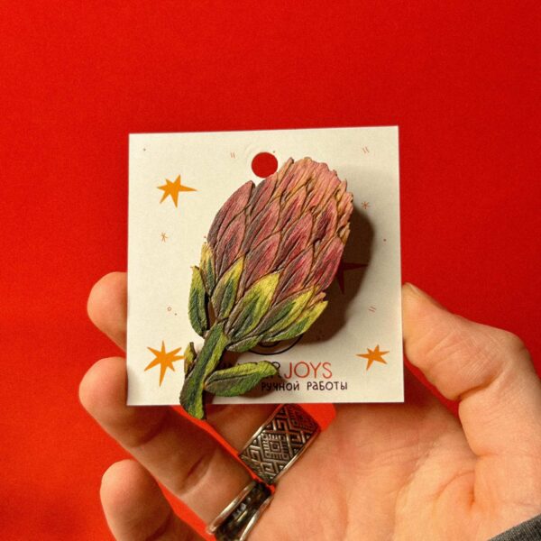 Деревянная брошь "Протея", арт. 2, РБ