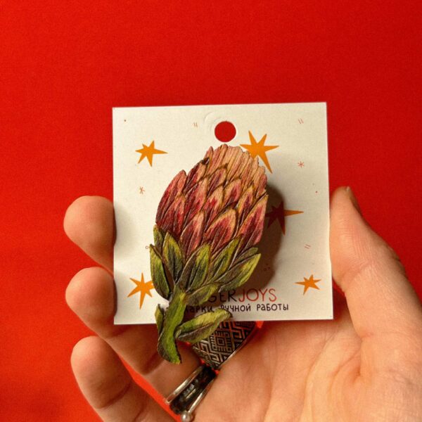 Деревянная брошь "Протея", арт. 4, РБ