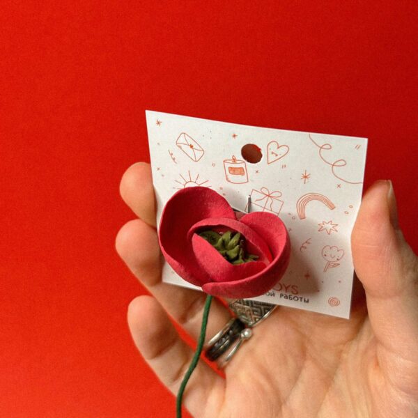 Брошь из самозастывающей глины "Мак", РБ