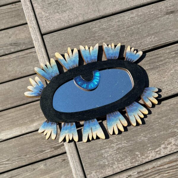 Деревянное зеркало "Синие как василек глаза", РБ