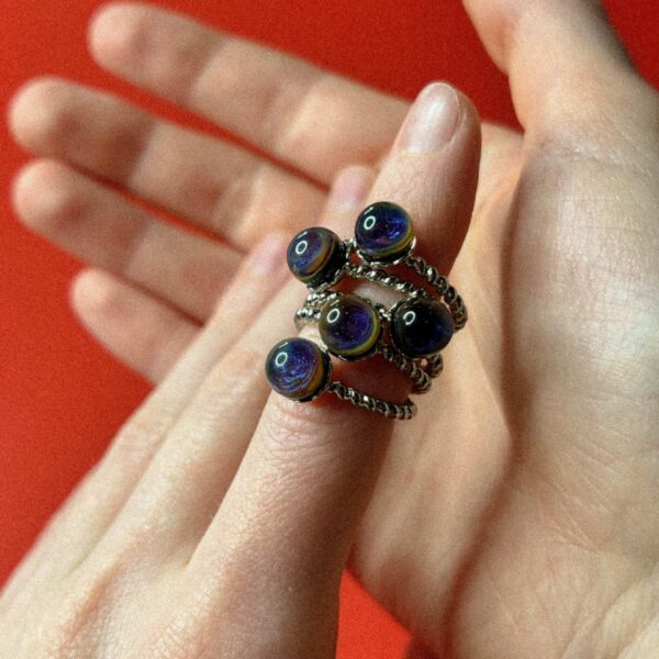 Кольцо "Галактика", нерж. сталь+стекло, РФ