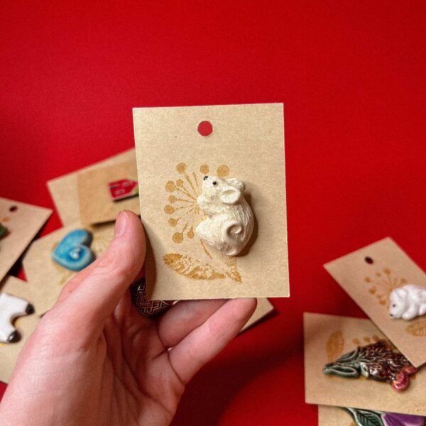 Керамическая брошь "Мышь", РФ