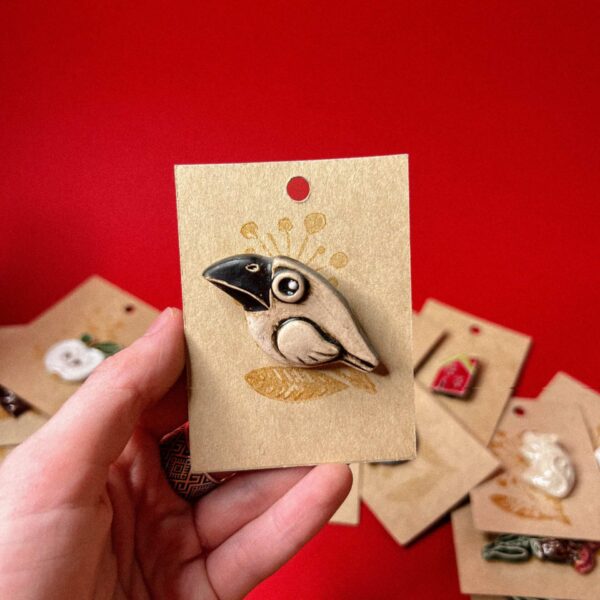 Керамическая брошь "Ворона", РФ