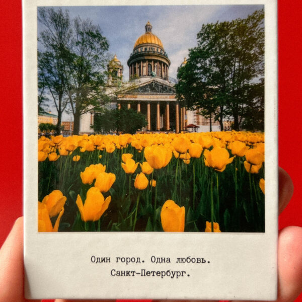 Сувенирный магнит "Исаакиевский собор, тюльпаны", РФ