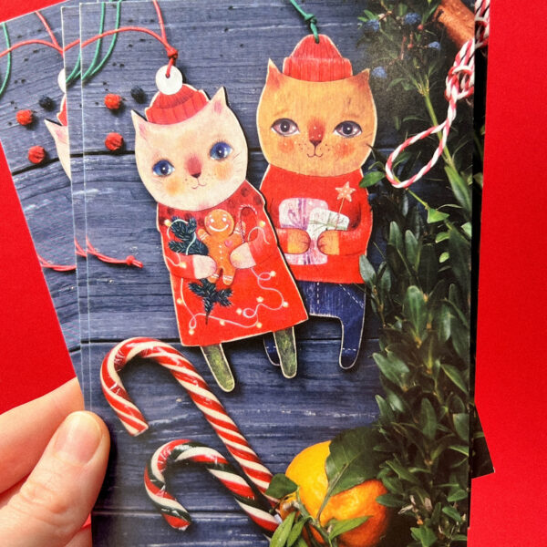 Открытка «Пара котят с подарками», 10 × 15 см, РФ