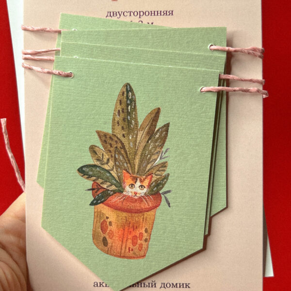 Бумажная гирлянда "Котики в цветах", 1.3 м, РФ