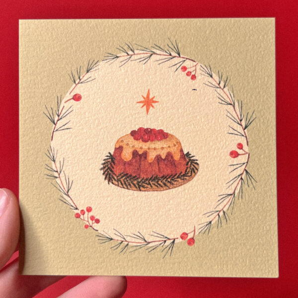 Открытка «Рождественский кекс», 10 × 10 см, РФ