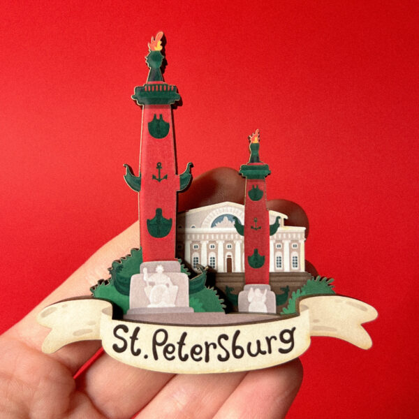 Сувенирный магнит 3Д "Колонны", дерево, РФ