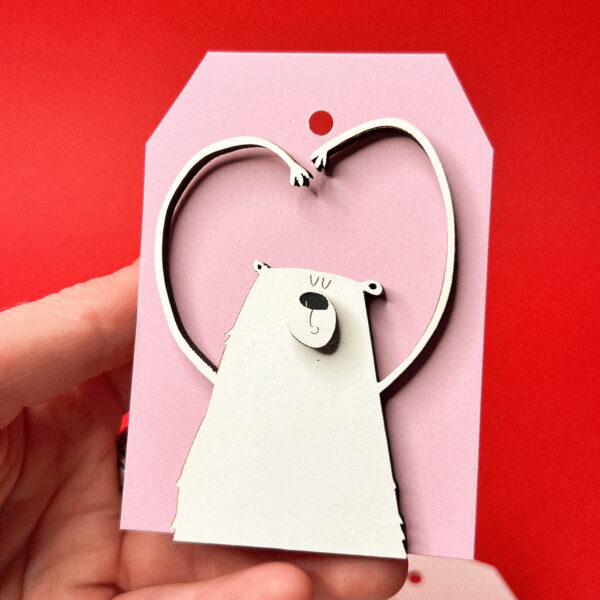 Объёмная бирка на подарок "Мишка с любовью", 6 х 8 см, РФ