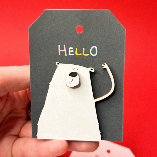 Объёмная бирка на подарок "Привет, мишка", 6 х 8 см, РФ