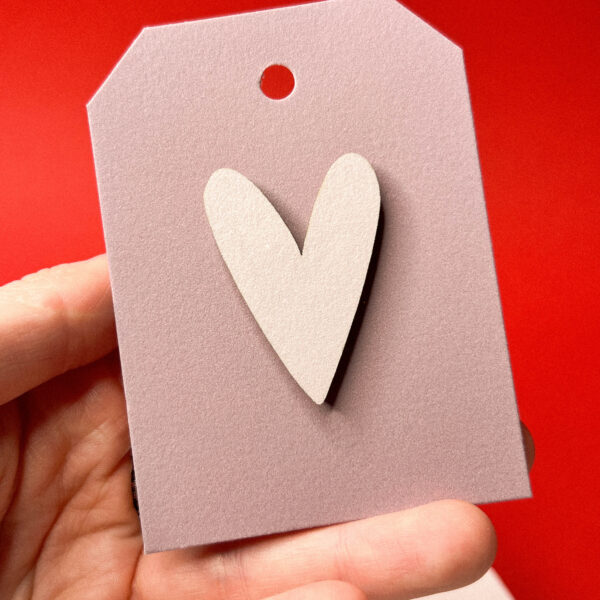 Объёмная бирка на подарок "Пудровое сердце", 6 х 8 см, РФ