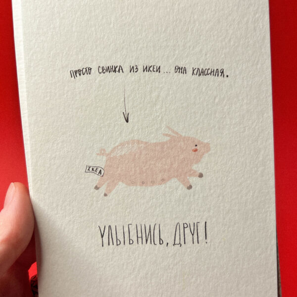 Открытка «Просто свинка из икеи...», 10 × 15 см, РФ