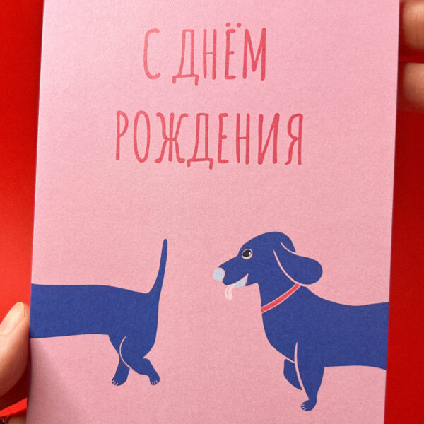Открытка «С Днём Рождения. Такса», 10 × 15 см, РФ