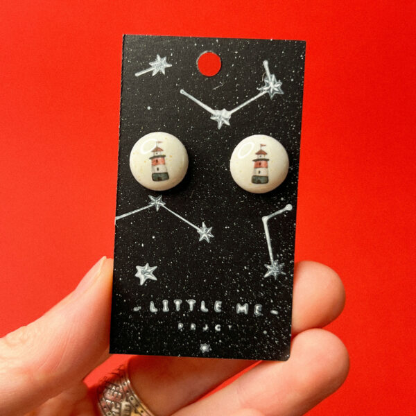 Керамические серьги-гвоздики «Маяк сине-красный», РФ