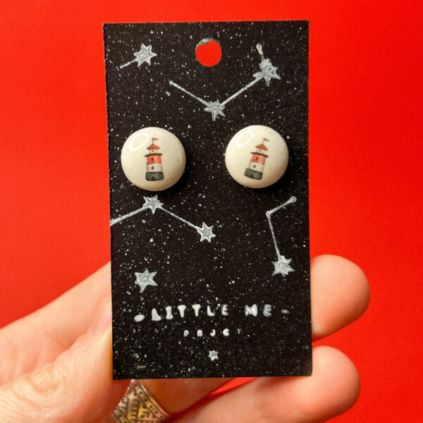 Керамические серьги-гвоздики «Маяк сине-красный», РФ